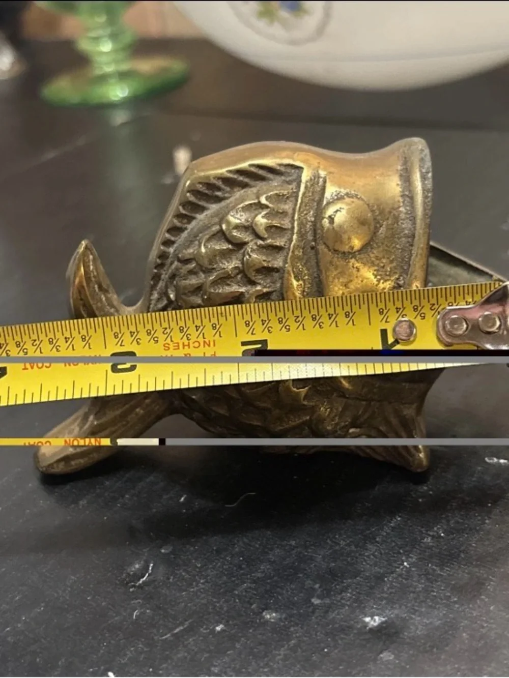 Vintage Brass Koi Fish Vase Sculpture Ashtray